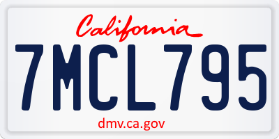 CA license plate 7MCL795