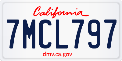 CA license plate 7MCL797
