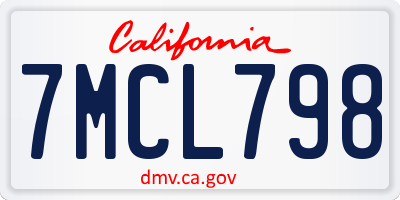 CA license plate 7MCL798