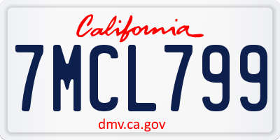 CA license plate 7MCL799
