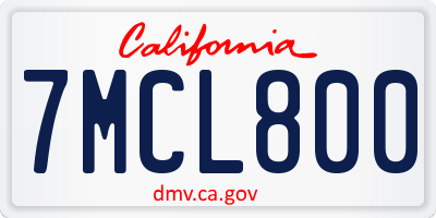 CA license plate 7MCL800