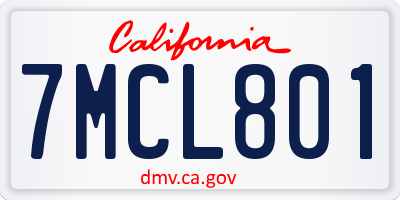 CA license plate 7MCL801