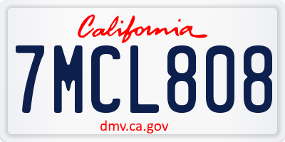 CA license plate 7MCL808