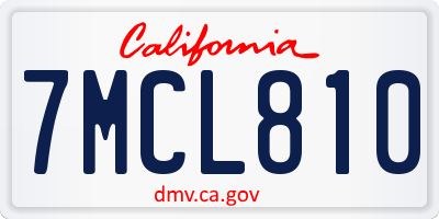 CA license plate 7MCL810