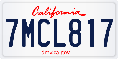 CA license plate 7MCL817