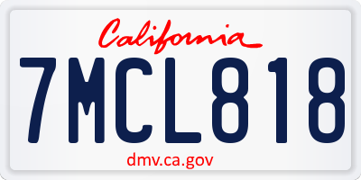 CA license plate 7MCL818