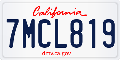 CA license plate 7MCL819