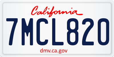 CA license plate 7MCL820