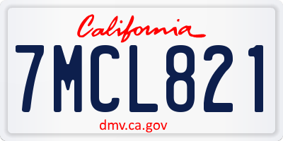 CA license plate 7MCL821