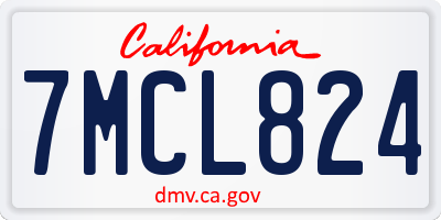 CA license plate 7MCL824