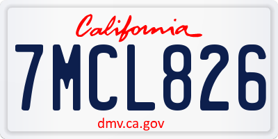 CA license plate 7MCL826