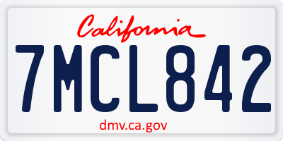 CA license plate 7MCL842