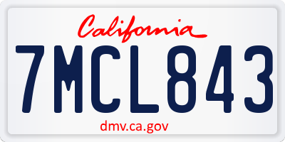 CA license plate 7MCL843