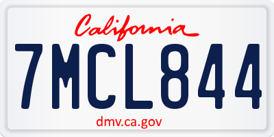 CA license plate 7MCL844