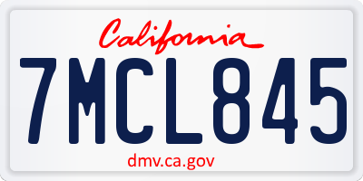 CA license plate 7MCL845