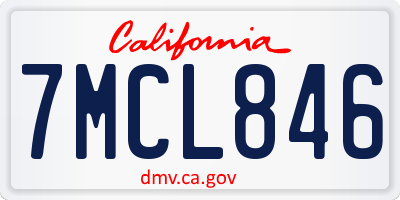 CA license plate 7MCL846