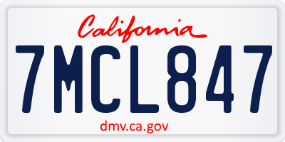 CA license plate 7MCL847