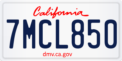 CA license plate 7MCL850