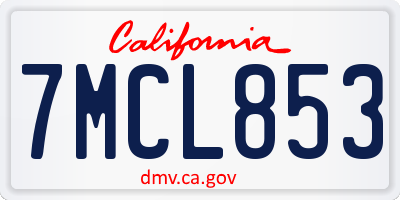 CA license plate 7MCL853
