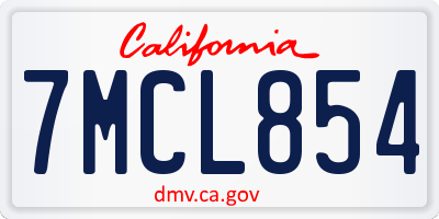 CA license plate 7MCL854