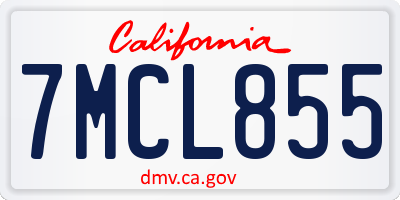 CA license plate 7MCL855