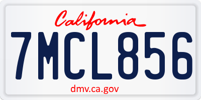 CA license plate 7MCL856