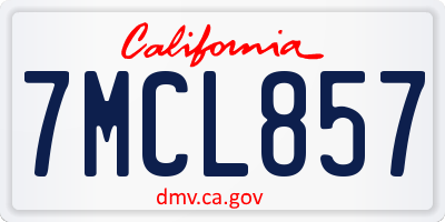 CA license plate 7MCL857