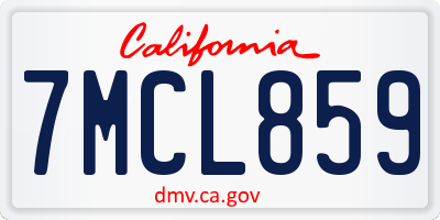 CA license plate 7MCL859