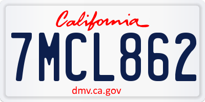 CA license plate 7MCL862
