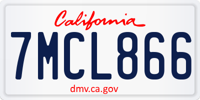 CA license plate 7MCL866