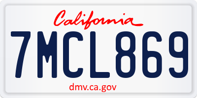 CA license plate 7MCL869