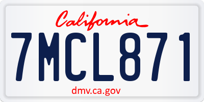 CA license plate 7MCL871