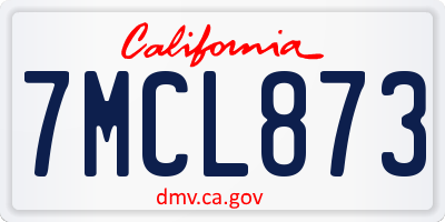 CA license plate 7MCL873