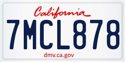 CA license plate 7MCL878