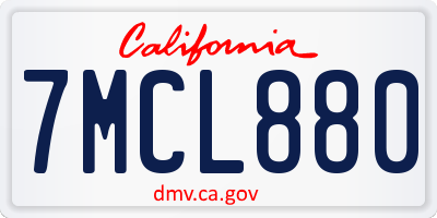 CA license plate 7MCL880