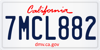 CA license plate 7MCL882