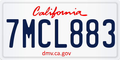 CA license plate 7MCL883