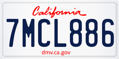 CA license plate 7MCL886