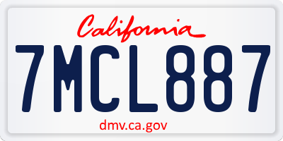 CA license plate 7MCL887