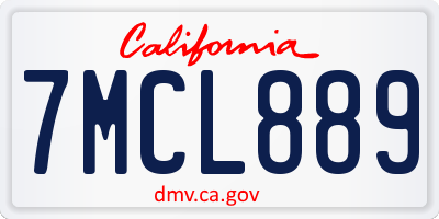 CA license plate 7MCL889