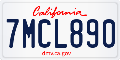 CA license plate 7MCL890