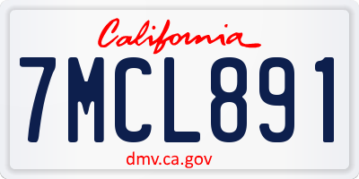 CA license plate 7MCL891