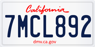 CA license plate 7MCL892