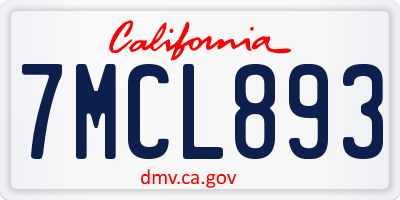 CA license plate 7MCL893