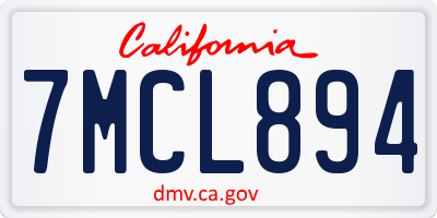 CA license plate 7MCL894