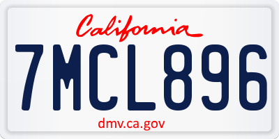 CA license plate 7MCL896