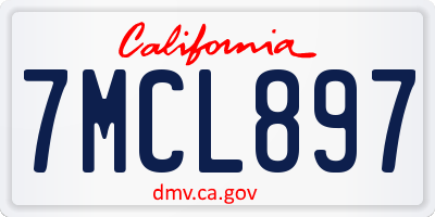CA license plate 7MCL897