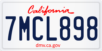CA license plate 7MCL898