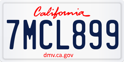CA license plate 7MCL899