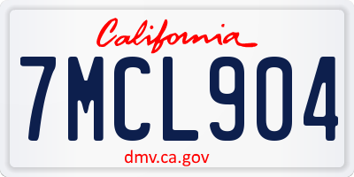 CA license plate 7MCL904